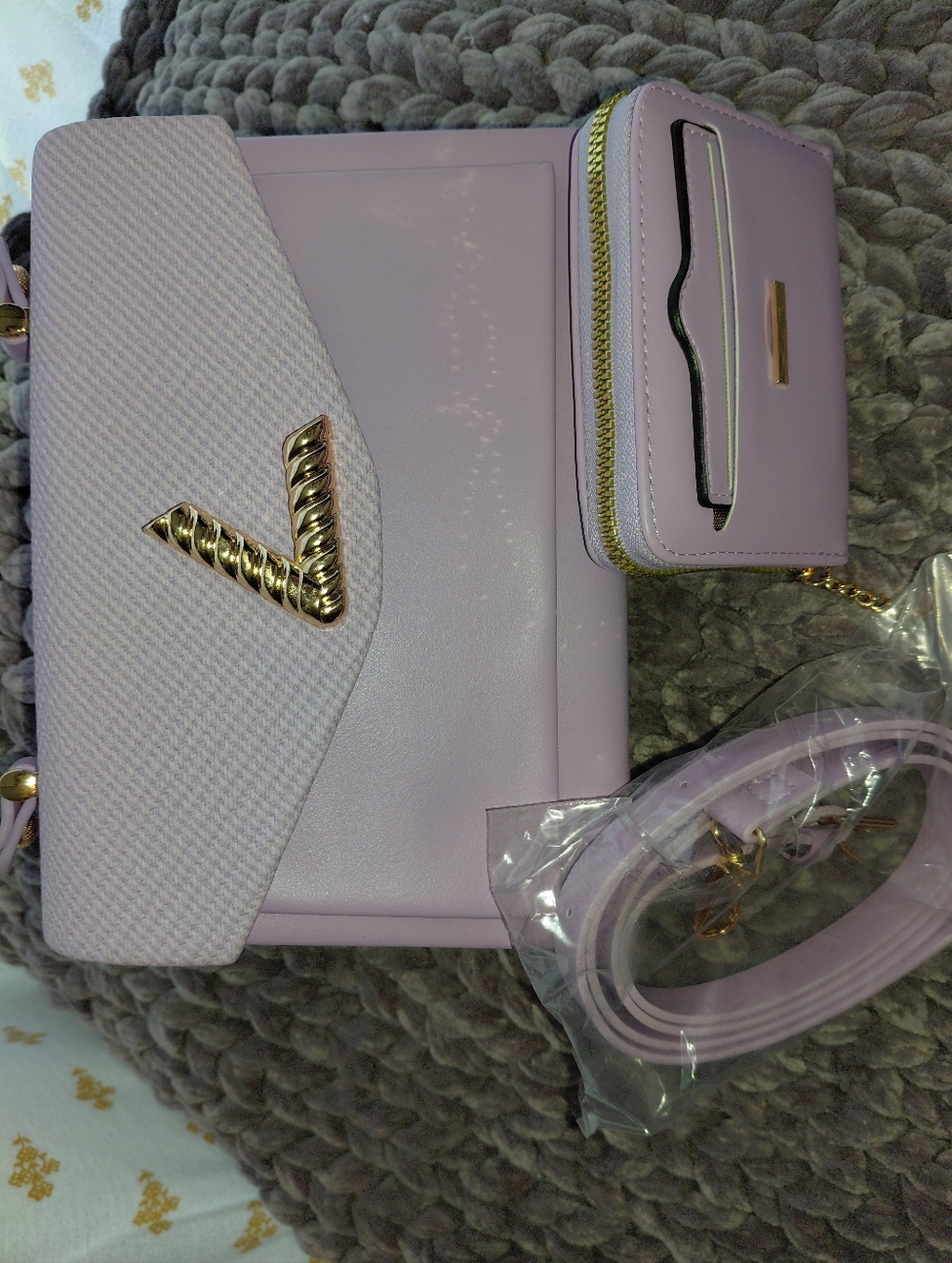 Lavender Top-Handle Women’s Bag with Gold Accent